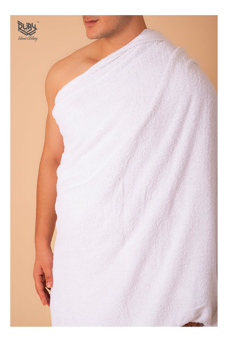 RUBY ISLAMIC CLOTHING Ihram Towel - 2-Piece Islamic Men's Towel - Soft Ihram Ahram Ehram Towel - Absorbent Ritual Towel - Hygienic Pilgrimage Towel - Comfortable Hajj Towels - Lightweight Umrah Essentials – White - Image 4